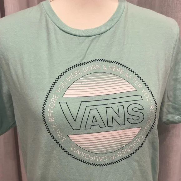 Vans T-Shirt Boys Short Sleeve Mint Green Skateboarding Casual Lightweight - Picture 3 of 9